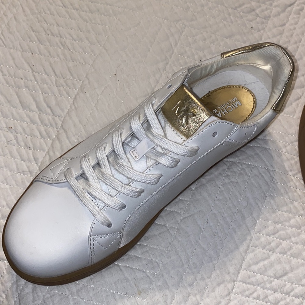 Michael Kors MK Cloth Trainers White Sneakers New - Picture 7 of 12